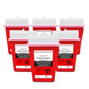 1 Quart 6 Pack Sharps Container Small Professional Biohazard Needle Syringe Disposal Container for Home and Travel Use