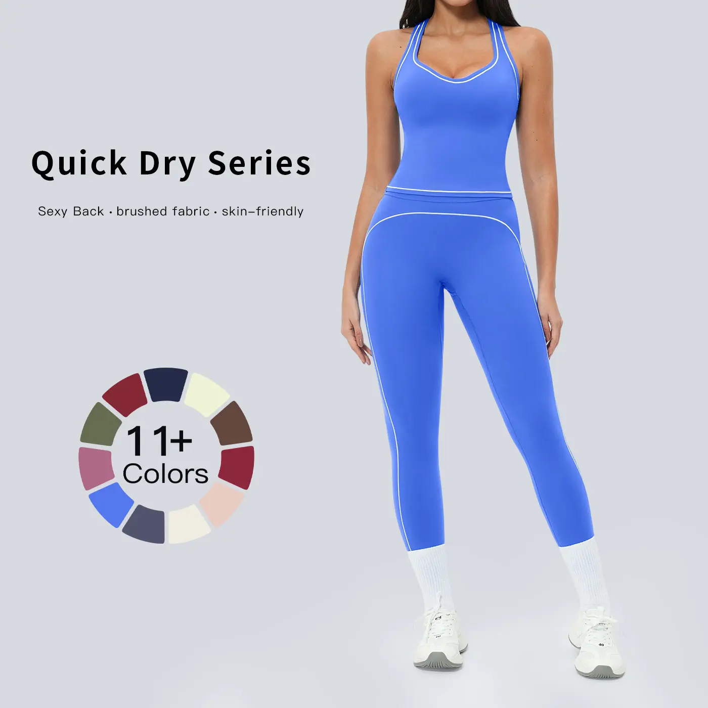 Tenwolf Women’s Sports Set – High-Waisted Slim Fit Two-Piece Outfit for Pilates Training, Running, Fitness, and Yoga