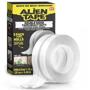 Nano Sided Tape 14-ft Multipurpose Removable Transparent Grip Mounting Washable Sticky for Carpet Photo Frame Poster Décor As Seen On TV