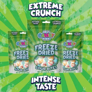 BestCandyEver - Freeze Dried 3 pack of Sour Bites Melt-In-Mouth-Experience Intense Taste Extreme Crunch Sweet Snack