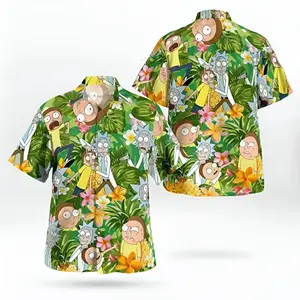 Rick And Morty Hawaiian Shirt Tropical Floral Print Unisex Casual Summer Beach Vacation Festival Streetwear Loose Fit Breathable Cool Comfort Men Women Fans Gift Anime