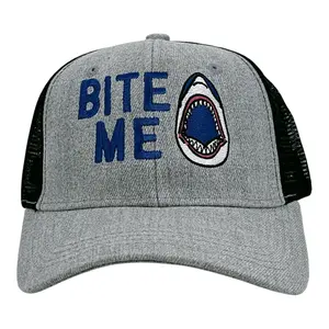 Bite Me Hat Funny Sarcastic Shark Graphic Novelty Cap Funny Hats Shark  Novelty Caps for Men Black Grey Standard