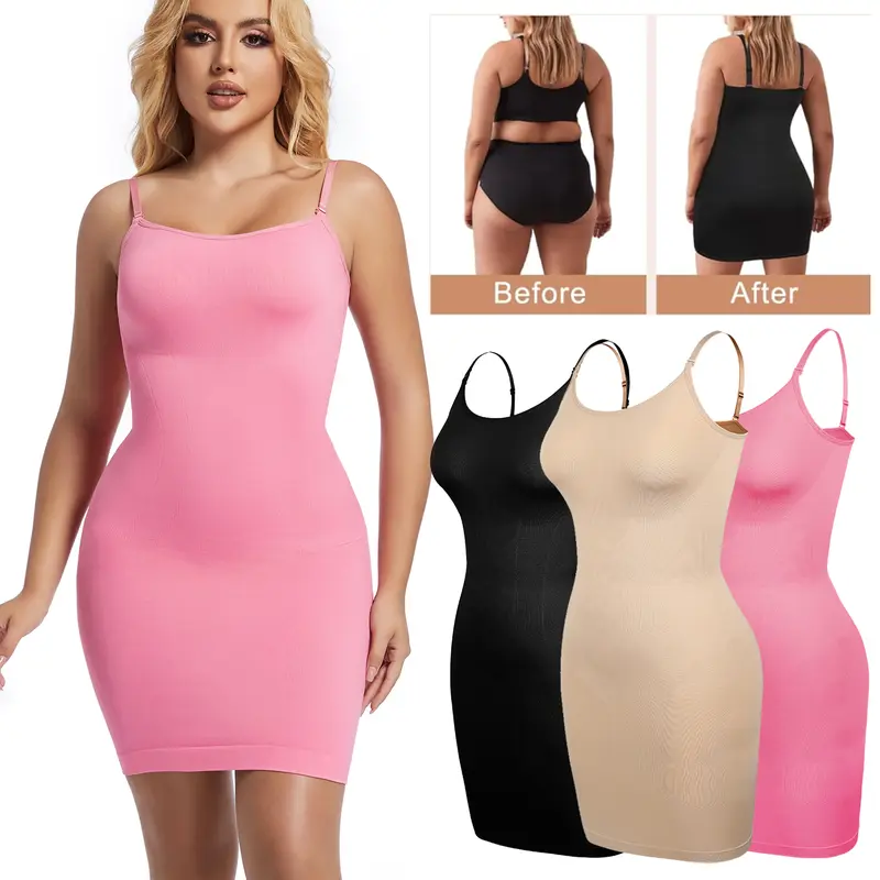 green emerald velvet dress RDSIANE Body Shaper For Women Under Dress One Piece Full Slip Tummy Control Shapewear  Dress With Adjustable Spaghetti Strap at Amazon Women's Clothing store main image 0