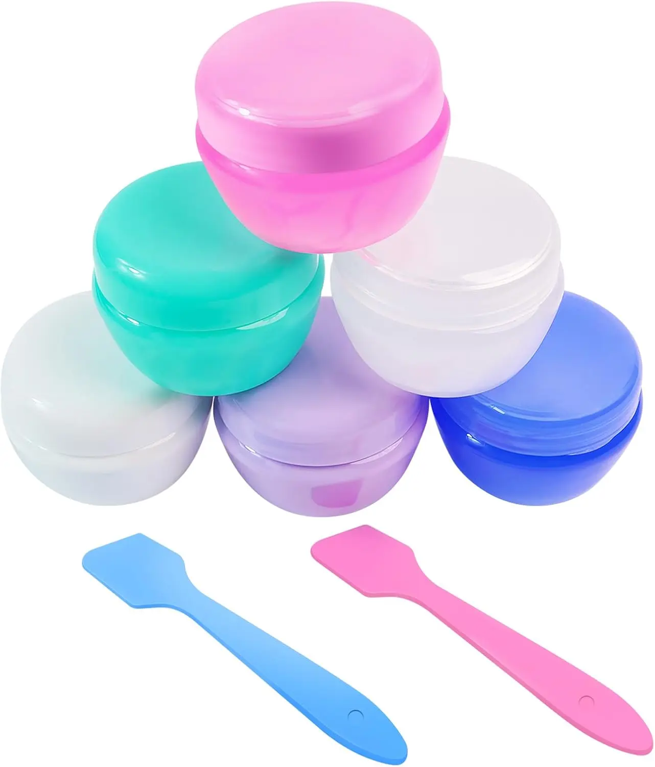 6 Pcs 20ml Small Travel Containers - Convenient Travel Size Containers for Toiletries, Creams, Lotion, Essential Compact Size for Traveling (Includes 2 Small Spoons)