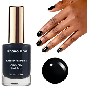 Tinovo Uno “Black Onyx” - 12ml Pure Black High Pigmentation Nail Polish, A Must-Have for Halloween DIY Nail Art! Alcohol-Free and Quick-Drying, Without Needing Lamp Curing, A Must-Have Salon-Grade Nail Polish for Nail Art Enthusiasts