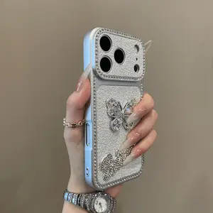 Leather-look brick butterfly case suitable for IP17promax, IP16 glitter, 15 full protection, 14