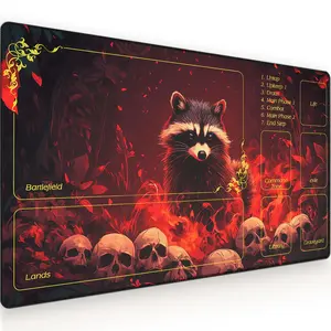 Board Game Card Mat, 3mm Gaming Mouse Pad, Raccoon Pattern, Magic the Gathering, Collectible Card Game Mat, Non-Slip Base, Suitable for Card Games