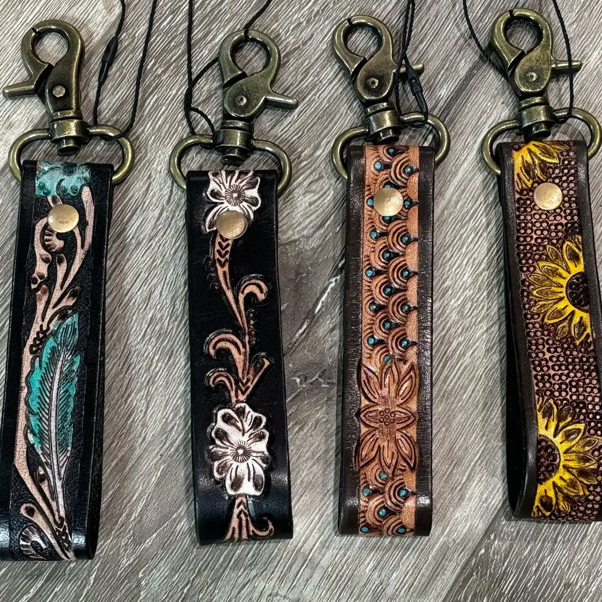Tooled Leather Keychain Wristlets!