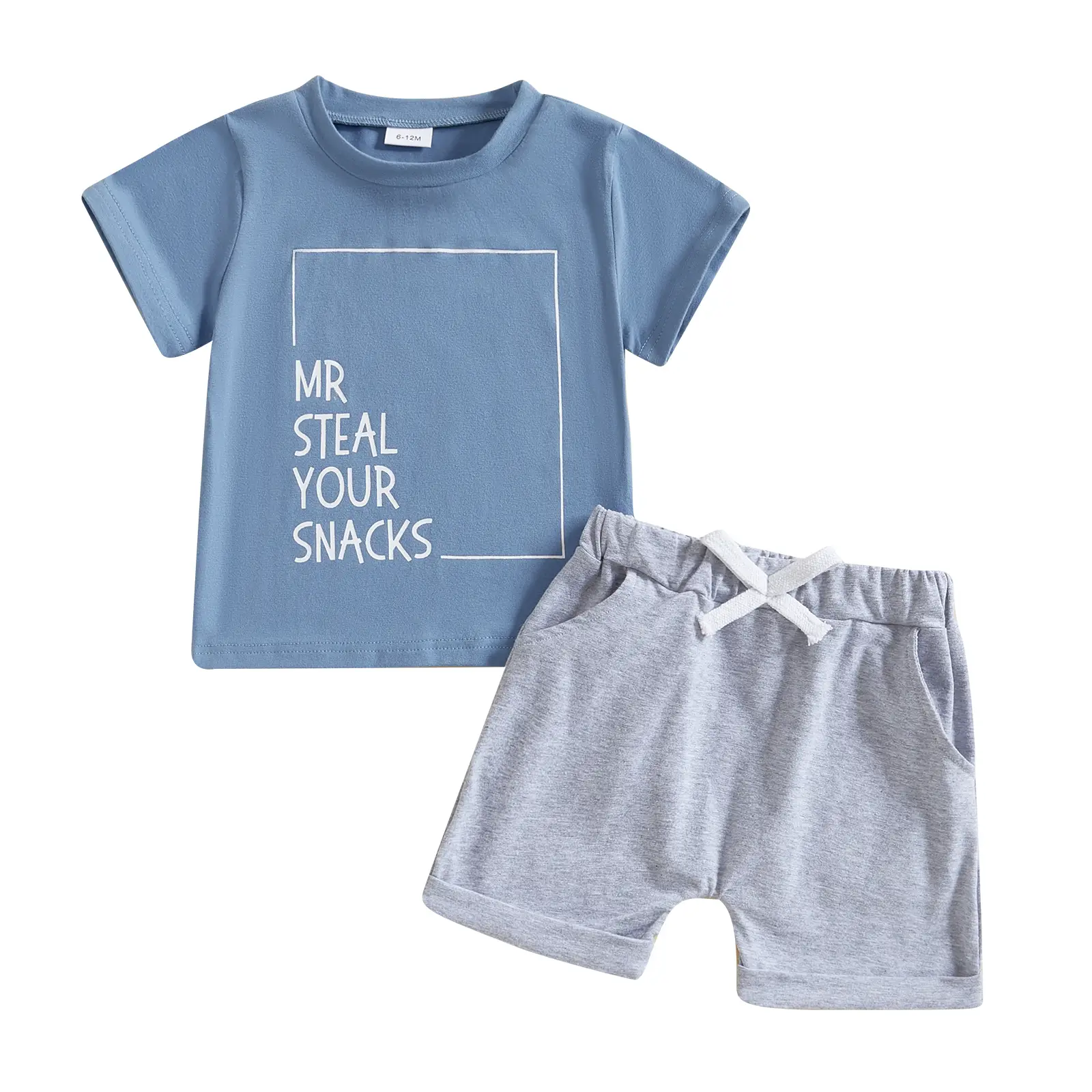 Toddler Baby Boy Clothes Set Letter Print Short Sleeve Crewneck T-Shirt Solid Color Shorts Set 2Pcs Summer Outfits