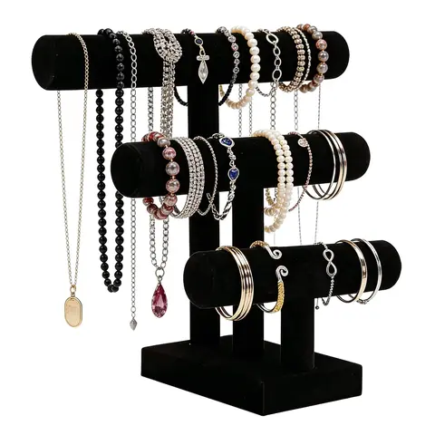 Wudygirl Durable Velvet 3-Tier Jewelry Organizer - Modern Desktop Luxe Display Tray, Multilayer Storage for Bracelets, Watches, Girls' Jewelry, Bathroom Use, Home Organizer Gift (Storage Boxes & Bins)