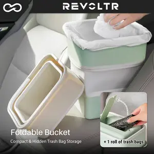 Foldable Bucket 5L Portable Collapsible Large Capacity Bin with Handle and Trash Bags Waterproof Ice Bucket Trash Can Multifunctional for Car Wash Home Cleaning Outdoor Camping Fishing Traveling Light Green Winter Holiday Gift Ideas