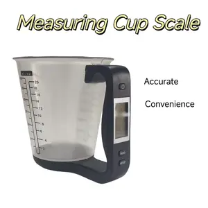 1pc Digital Measuring Cup Scale with LCD Display, ABS Material, Food Contact Safe, Button Battery Included, Accurate Weight Sensor for Baking, Coffee, Tea - Black Kitchen Utensils