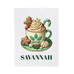 Personalized Christmas Blanket, Coffee latte Velveteen Plush Christmas Blanket