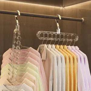 3/5pcs 9-Holes smart hanger, wardrobe organizer , 9 Holes Rotate Anti-Skid Folding Hanger, 9 in 1 Smart Hanger Pro, Multi Hangers Space Saving Heavy Duty, Nine-Hole Plastic Hangers, Cascading Features for Home or Travel Organiser Hanging