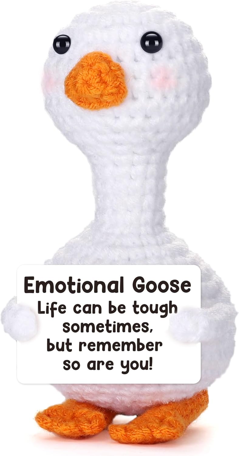Mini Goose Easter Basket Stuffers for Teens Girls Women Crochet Positive Goose Emotional Cheer Support Easter Gifts for Kids Birthday Graduation Gift for Her College Nurse Friend Bestie Coworker