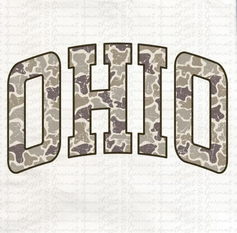 Gildan CAMO State Crewneck Sweatshirt - Ash Color, 100% Cotton, All 50 States Available