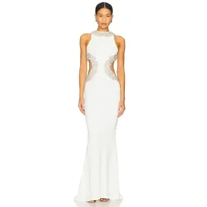 Bronx and Banco Camila Rhinestone Gown in White