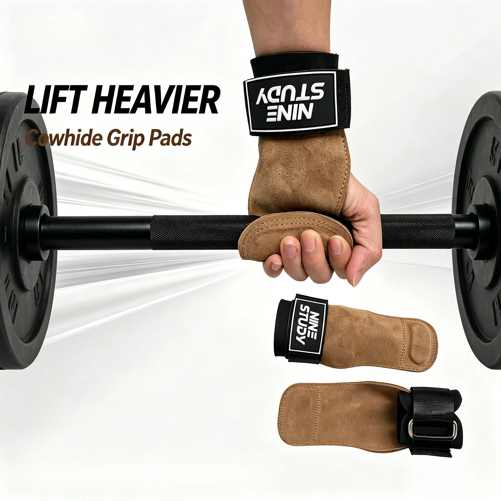 Unisex Double-Layer Genuine Leather Weightlifting Wrist Wraps - Fitness Accessories, Lifting Wrist Straps, Adjustable Strap, Open Grip, Customizable Hold, Anti-Slip Silicone D-Ring, Palm Protection for Weight Training, Hand Wash Only