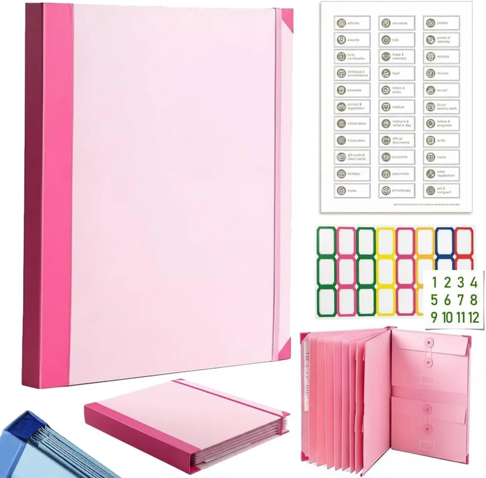 1Pc Document Storage Organizer Folder, Important Folder, Family Emergency Plan, End-Of-Life Organizer Paper Folder With Labels, Important Document Storage And Organization, Household Registration, Id Card, Family Information, Birth Certificate.