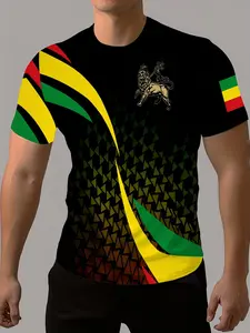 Men's Summer Fashion T-Shirt, Creative Spray Paint Print, Casual Round Neck 3D Short Sleeve, Fitted Style, Streetwear, Ideal for Daily Wear