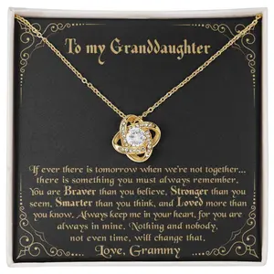 To My Granddaughter, Love Grammy Beautiful Necklace, A Heartfelt Keepsake From Mom, Dad, Grandparents, Message Card and Box, White Love Knot Necklace Christmas Gifts, Jewelry Gifts, Birthday Gifts
