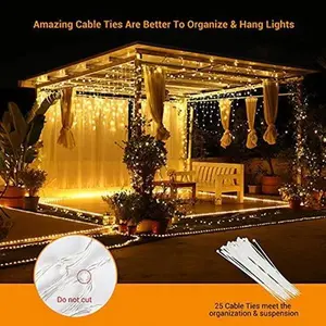 32ft Curtain lights 80 drops icicle & crystal ball fairy lights for holiday yard garden Christmas decor Waterproof christmas 2025 ornament Box Decoration Decorating Led Diy Party Wedding Gifts christmas decorations