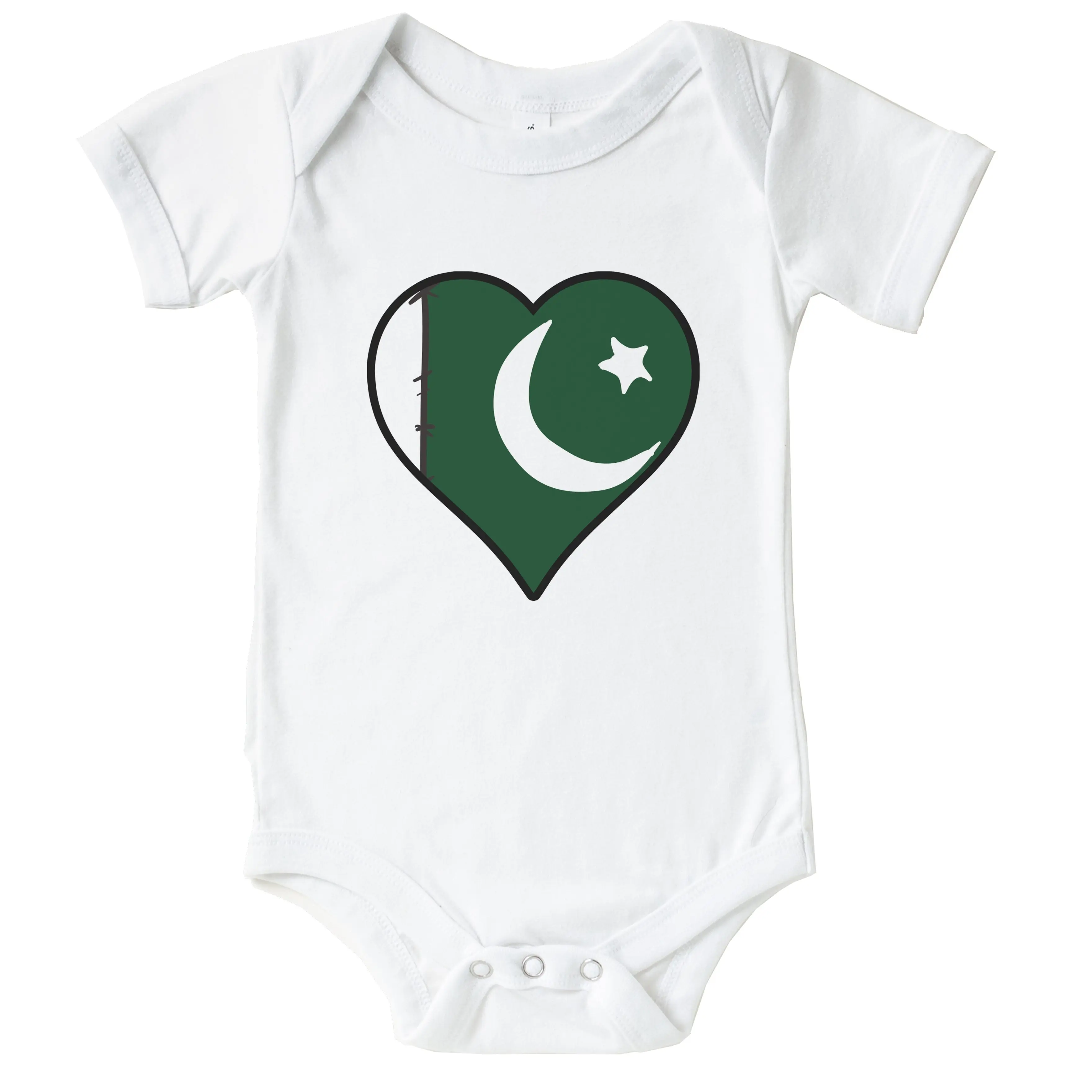 Pakistan Heart Pakistani Flag One Piece Baby Bodysuit