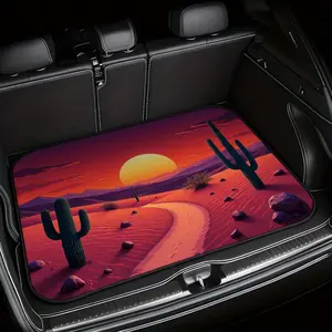 1 Desert Sunset Cactus Car Trunk Liner | Suitable for SUVs, this easy-to-clean polyester lining is practical and suitable for storing food and groceries or for camping. It enhances the interior decoration and is universal.