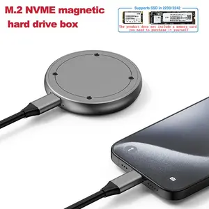 Magnetic Portable Hard Drive, Mobile Photo Storage Device, External Hard Drive Enclosure, Type-C USB 3.1, Transmission Speed 10Gbps, Maximum Support for 4TB