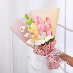 Handmade Crochet Flower Bouquet, 1 Bouquet Artificial Fiber Flower, Artificial Flower Bouquet, Fake Flower Bouquet, Decorative Flowers for Home Party Wedding Anniversary, Fruit