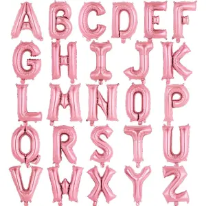 26 Pcs Pink Letter Balloons,16 Inch Foil Alphabet Letter Balloons,Letter A-Z Balloons Banner Custom Phrase Balloons for Birthday Party Wedding Anniversary Decoration (Pink)