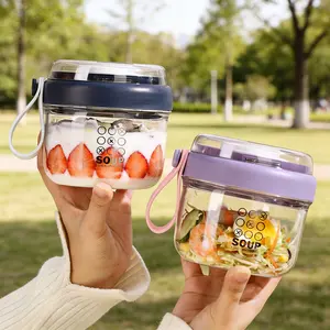 Outdoor salad cup, oatmeal cup, portable student breakfast cup, yogurt cup with lid and spoon baby food container