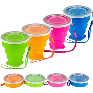 Collapsible Cups for Travel - Portable  Foldable Cup with Lid,  Collapsible Drinking Cup for Camping, Hiking, and Daily Use - Compact, Leak-Proof, and Sturdy Collapsible Water Cup