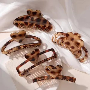 1 Pcs Extra Large Claw Clips for Thick Hair, 5 Inch Tortoise Shell Jumbo Hair Clips for Women, Strong Grip Octopus Claw Clip, Non - Slip Leopard Print Jaw Clip Stylish Flower Hair