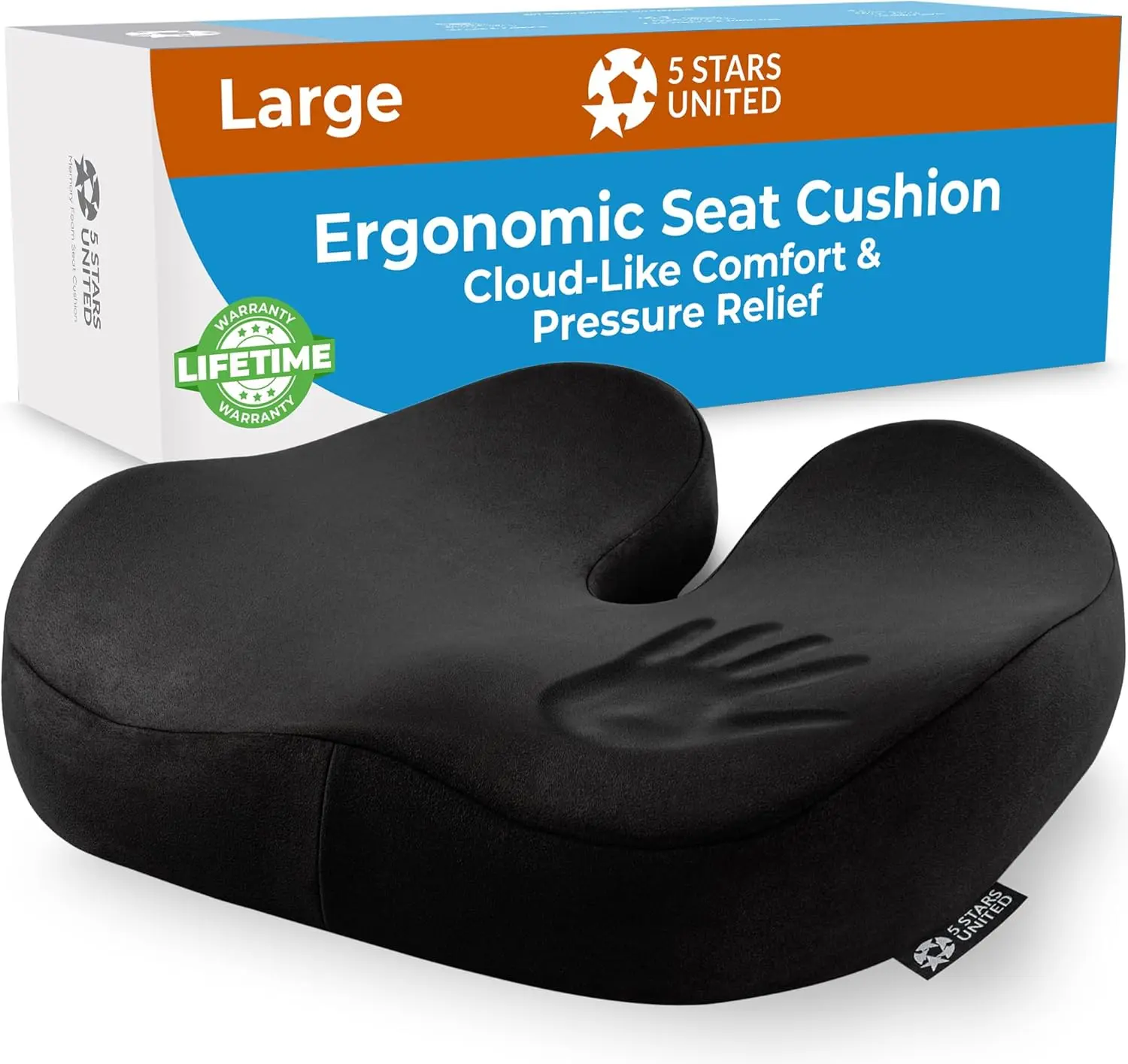 Memory Foam Seat Cushion Pillow for Office Chair - Firm Coccyx Pad for Tailbone, Sciatica, and Lower Back Pain Relief - Contoured Posture Corrector for Car, Wheelchair, Computer, and Desk Chair