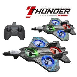 LED Lighted Stunt Fighter Jet Toy - Foam Falcon RC Airplane Trainer - 2.4GHz 4CH Remote Control Aircraft