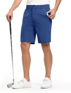 TBMPOY Men's 3 Pack Golf Shorts 9" Stretch Quick Dry Lightweight Casual Dress Shorts with Elastic Waist & 5 Pockets for Work Travel