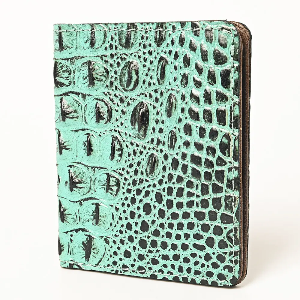 American Darling Western Wallet Bag for Women – Genuine Leather Crocodile Embossed Compact Design with Multiple Card Slots