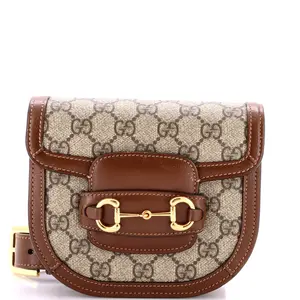 Pre-owned GUCCI material Belt Bags Horsebit 1955 Belt Bag GG Coated Canvas with Leather Mini by Rebag