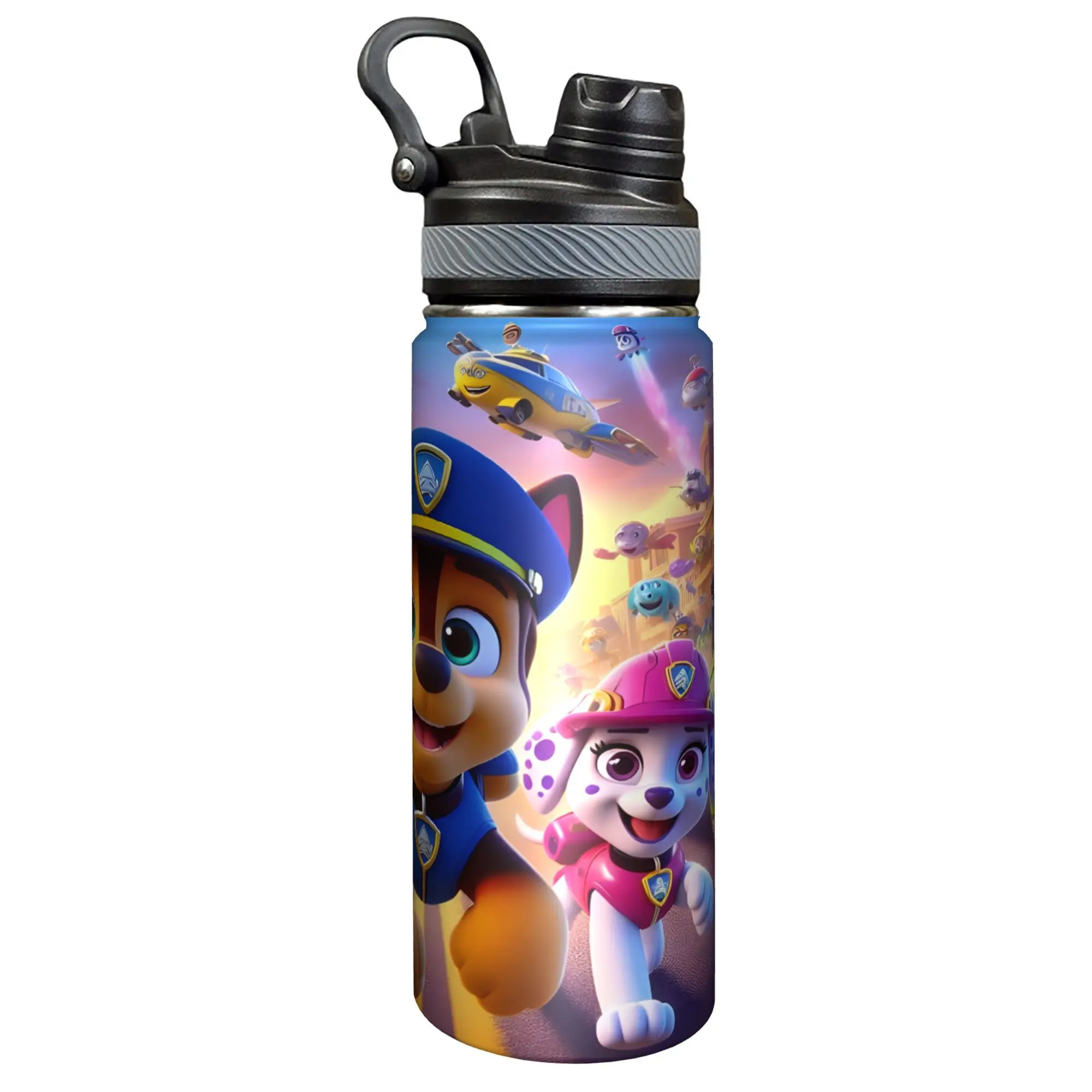Paw Patrol Cartoon Kids' 18oz Stainless Steel Vacuum Flask Tumbler Cup - Lockable, Anti-Scalding, Heat Resistant, Leak-Proof, Explosion-Proof Lid, Stylish Portable 500-1000ml Drinkware, Ideal for School/Travel, Gift for Family & Friends