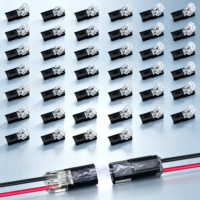 2-Pin Double-Wire LED Strip Plug-In Connectors, Low-Voltage Locking Buckle Quick Connect Wire Connectors, Stable Power Distribution Fittings for LED Strips & Automotive Wiring