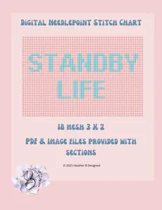 Standby Life Luggage Tag Digital Needlepoint Chart | Digital Stitch Chart PDF for Needlepoint Canvas