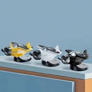 Solar Car Plane Toy, Light-Sensing Rotating Decoration for Dashboard & Home Office, Silent Solar-Powered Gift for Drivers