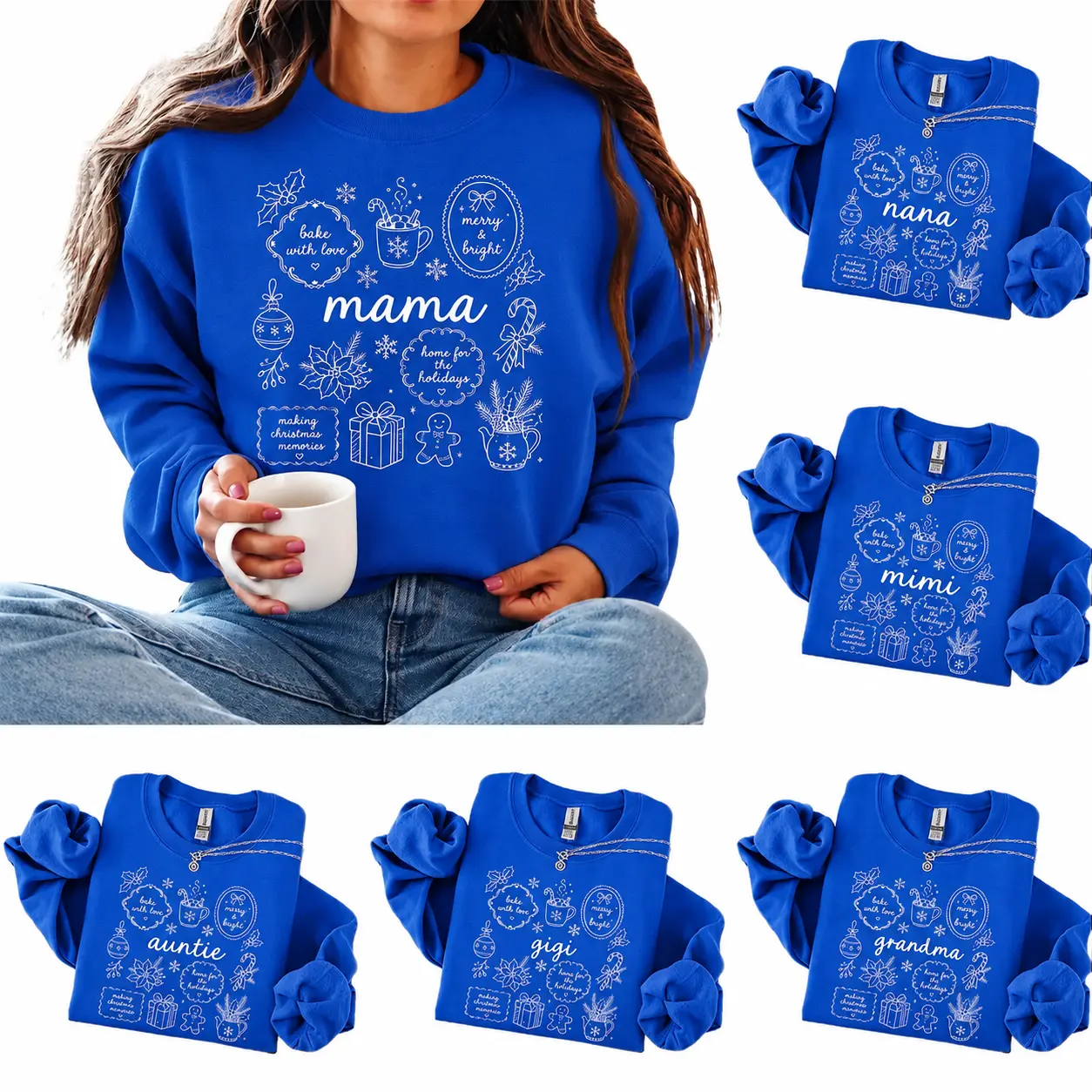 Custom Floral Mama Sweatshirt, Personalized Floral Nana Sweater, Gigi Christmas Gift, Grandma Mimi Auntie Nani Yaya Cici Grammy Lolli Shirt - TrendWear USA
