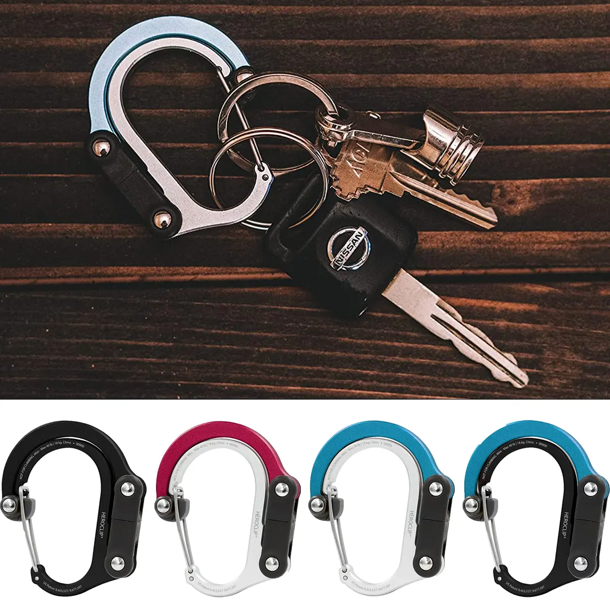 Gear Aid Heroclip Mini Aluminum Alloy Carabiner, Folding Hybrid Clip with a 360-Degree Rotating Swivel Hook, 40 lb Capacity, Carabiner Hooks