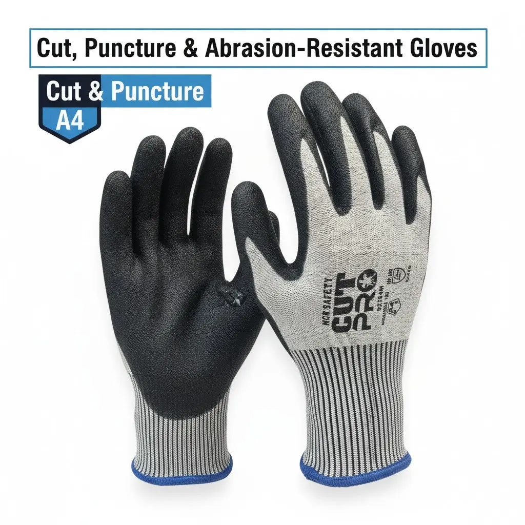 Cut, Puncture & Abrasion-Resistant Gloves, Cut & Puncture A4, Abrasion 5, 1 Pair