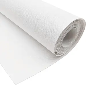 Primed Cotton Canvas Roll 15.7 inch x 5.5 Yards (40cm x 5m) - Heavyweight White Artist Canvas Fabric for Oil, Acrylic Painting,DIY Crafts,Backdrops&Small Art Projects