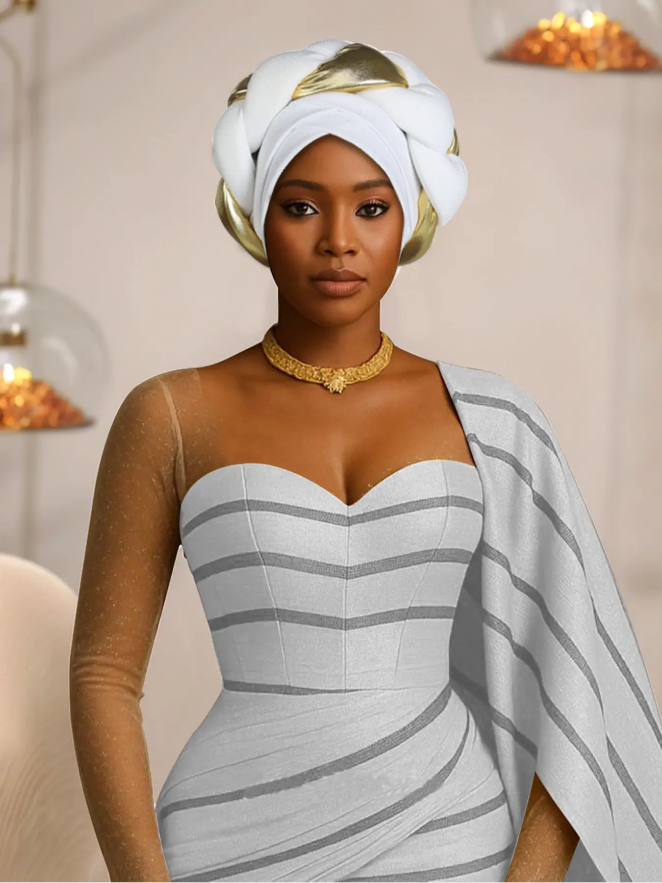Women's Cross Front Braid Fashion Headscarf Head Wrap Turban Hat, African Royal Style, Stylish Hair Accessory for Women, Perfect for Daily Wear & Special Occasions