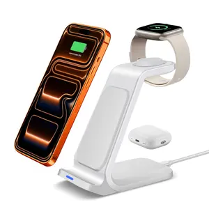 3 in 1 Charging Station, Wireless Charging Stand, Multifunctional Fast Charging Station For iPhone 17 16 15 14 13 12 11 Pro Max & Apple Watch & AirPods, Portable Charging Station
