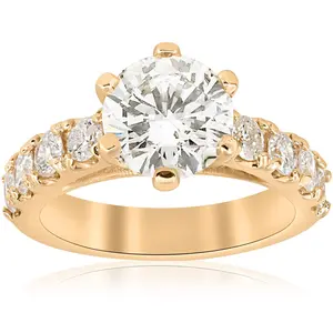 Certified 4 1/2Ct TW Diamond Engagement Ring Yellow Gold Lab Grown